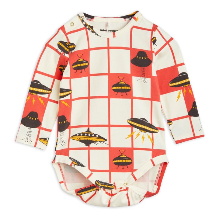 Organic Cotton Checked Baby Bodysuit | Red- Product image n°0