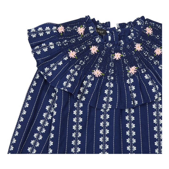 Hand Smocked Jacquard Blouse | Azul Marino- Imagen del producto n°3