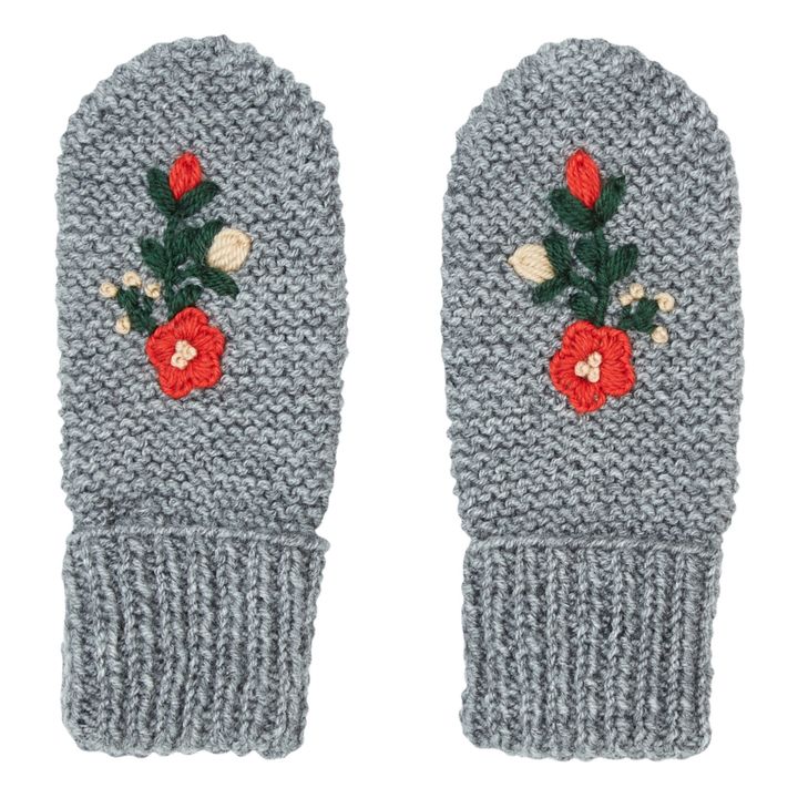 Hand Embroidered Mittens | Gris Jaspeado- Imagen del producto n°0