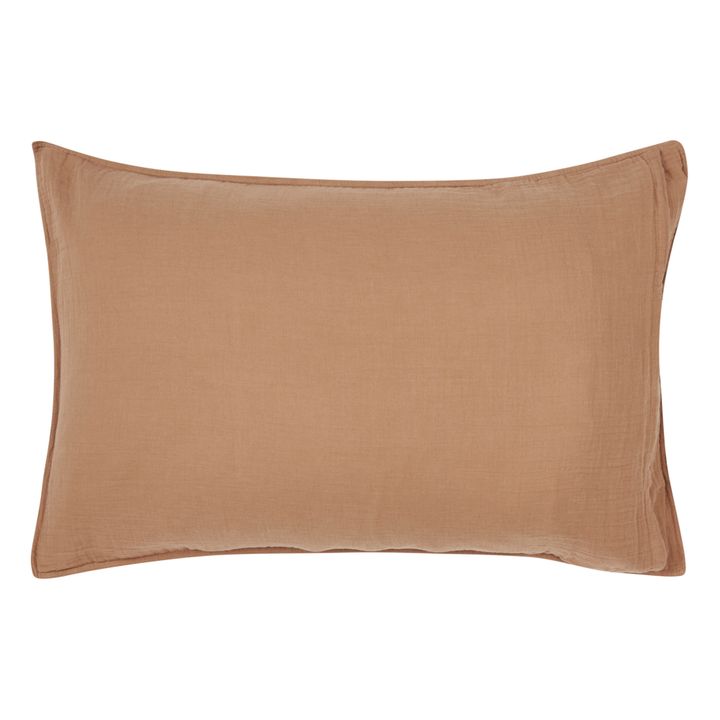 Funda de almohada Dili de velo de algodón | Tabaco- Imagen del producto n°1