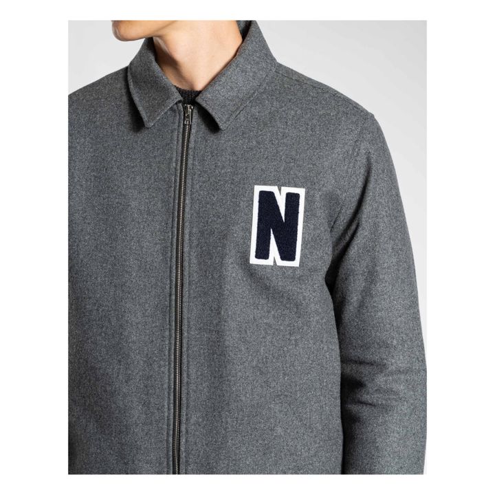 Ryan Zip-Up Varsity Jacket | Gris Jaspeado- Imagen del producto n°2