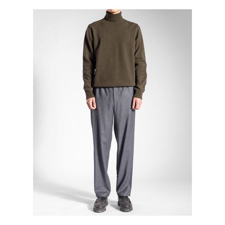 Ezra Woollen Flannel Trousers | Charcoal grey- Product image n°1