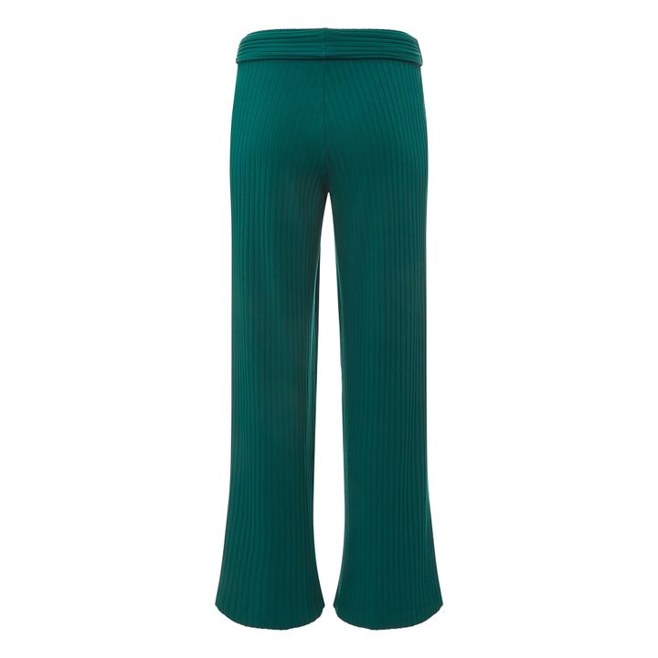 Ribbed Jersey Wide-Legged Trousers | Verde esmeralda- Imagen del producto n°4