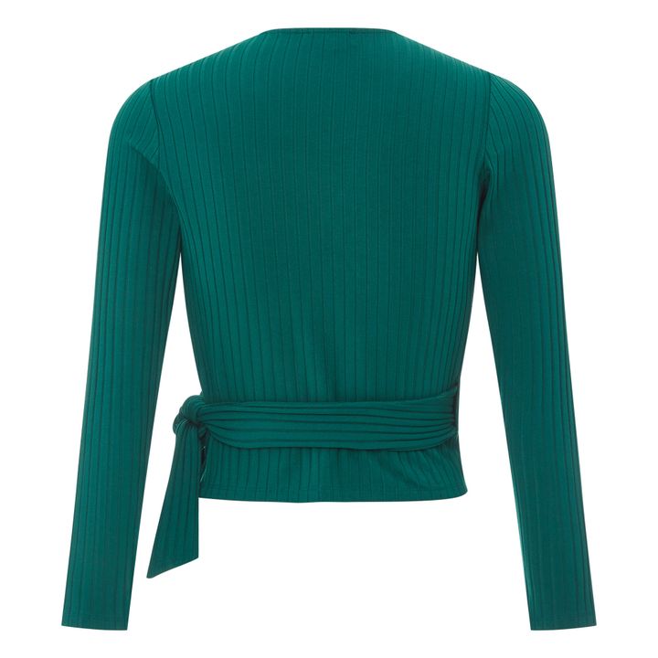 Ribbed Jersey Wrap Over Drape Top | Verde esmeralda- Imagen del producto n°4