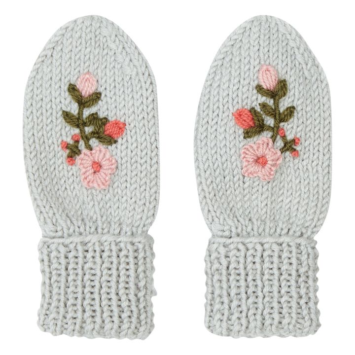 Hand Embroidered Merino Mittens | Gris Jaspeado- Imagen del producto n°0