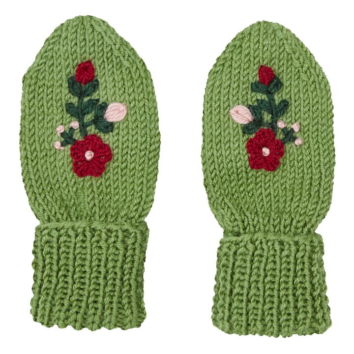 Hand Embroidered Merino Mittens | Grün- Produktbild Nr. 0