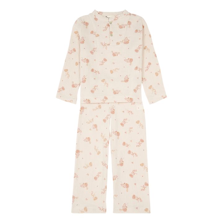 Pyjama Deli Fleurs Double Gaze | Ecru- Image produit n°0