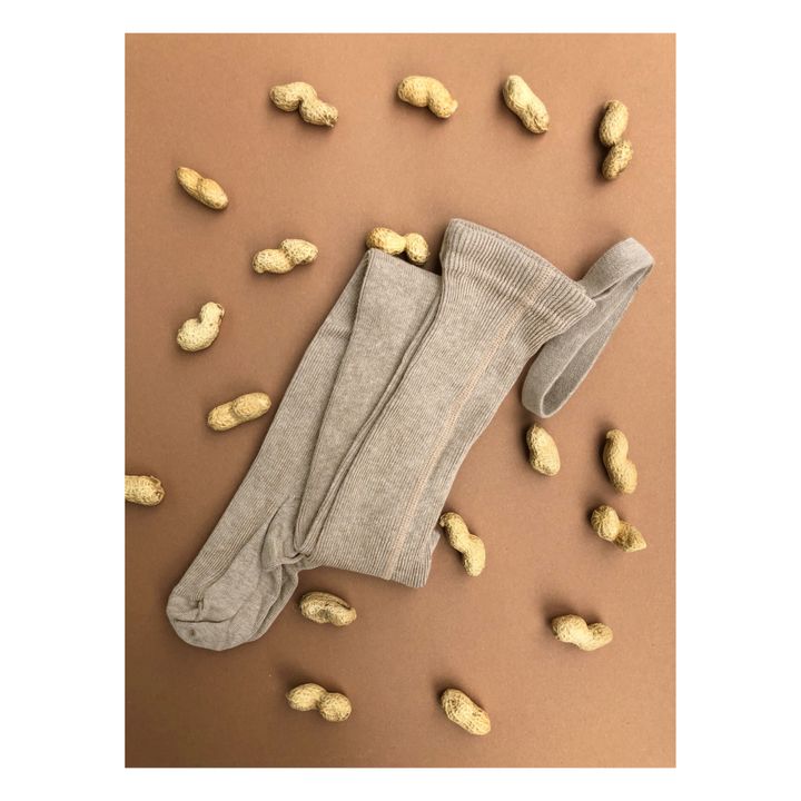 Collant con bretelle, in cotone bio | Beige- Immagine del prodotto n°3