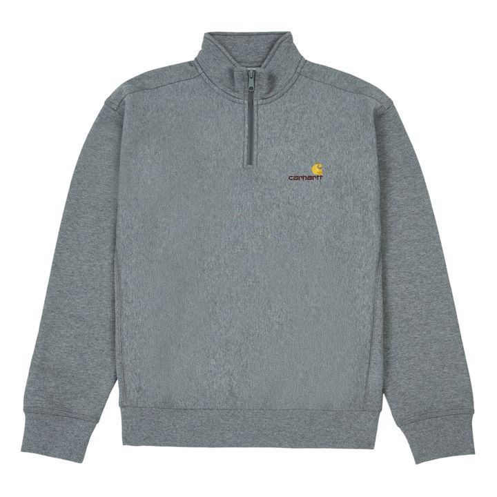 Sweat Zippé Script | Grigio chiné- Immagine del prodotto n°0