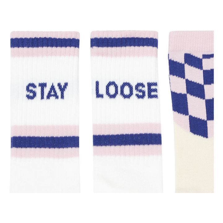 Checkered Stay Loose Socks - Set of 2 | White- Product image n°2