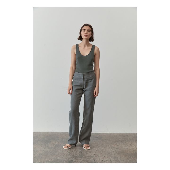Pantaloni dritti in lino | Grigio- Immagine del prodotto n°1