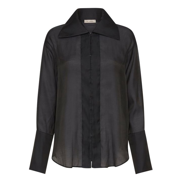 Camicia Sheer in seta e cotone | Nero- Immagine del prodotto n°0