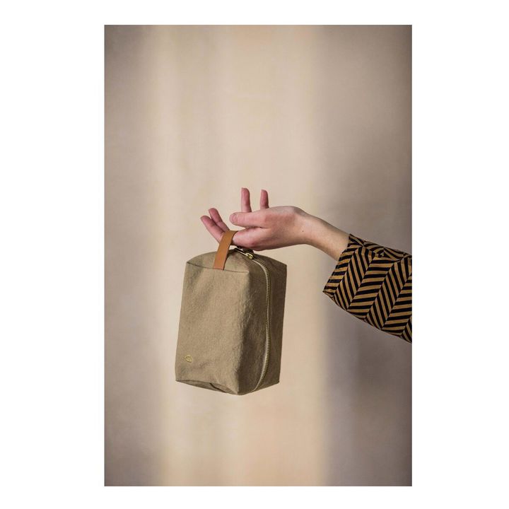 Trousse cube Iona, in cotone biologico | Beige- Immagine del prodotto n°2