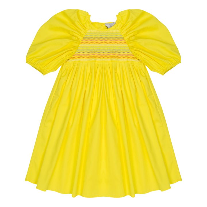 Kleid aus Satin mit Ballonärmeln | Gelb- Produktbild Nr. 0