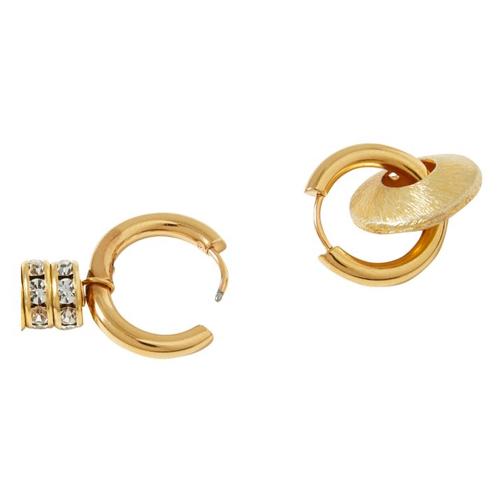 Boucles d'Oreilles Donut et Strasses | Doré- Image produit n°4