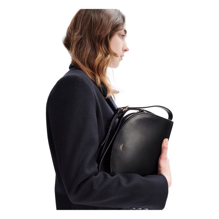 Borsa mezza luna in pelle liscia | Nero- Immagine del prodotto n°5