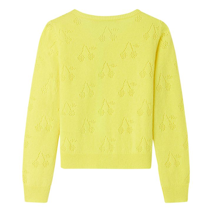 Cardigan Cachemire Ajouré Cerises Thindra | Jaune pâle- Image produit n°2