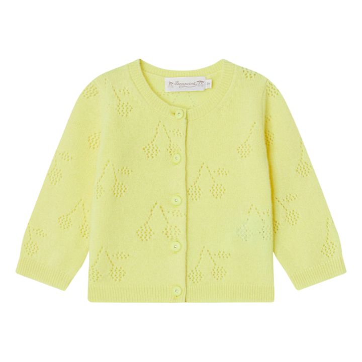Strickjacke aus Kaschmir mit Ajourmuster Kirschen Tibile | Blasses Gelb- Produktbild Nr. 0