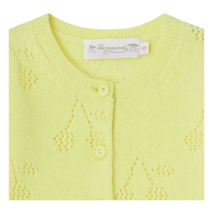 Cardigan Cachemire Ajouré Cerises Tibile | Jaune pâle- Image produit n°1