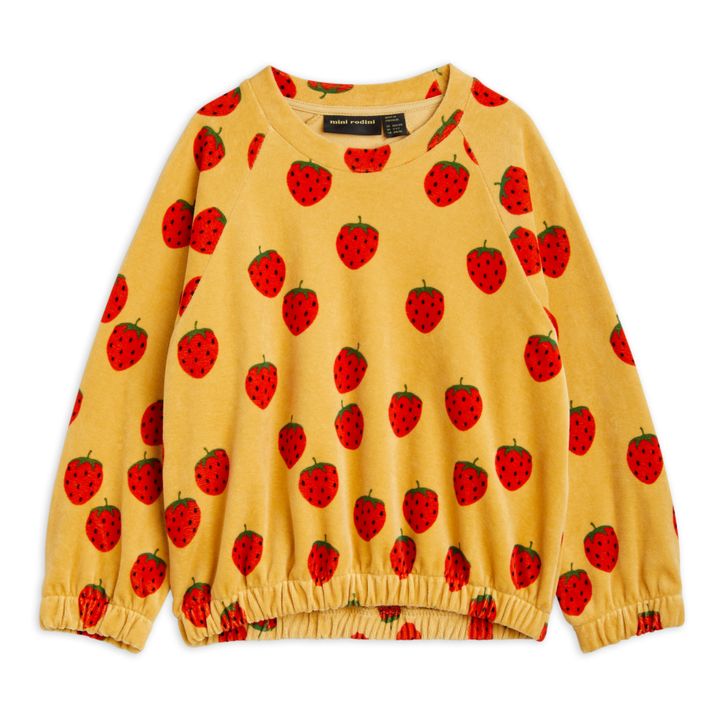 Organic Cotton Velour Strawberry Sweatshirt | Ochre- Product image n°0