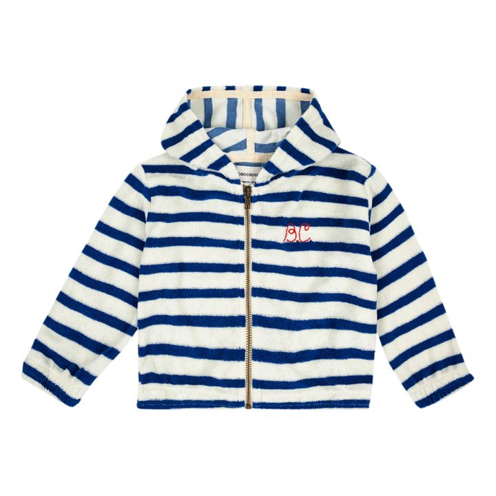 Striped Organic Cotton Terry Zip-Up Hooded Sweatshirt | Azul Marino- Imagen del producto n°0