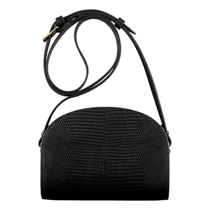 Mini Lizard Print Leather Half Moon Bag | Negro- Imagen del producto n°3