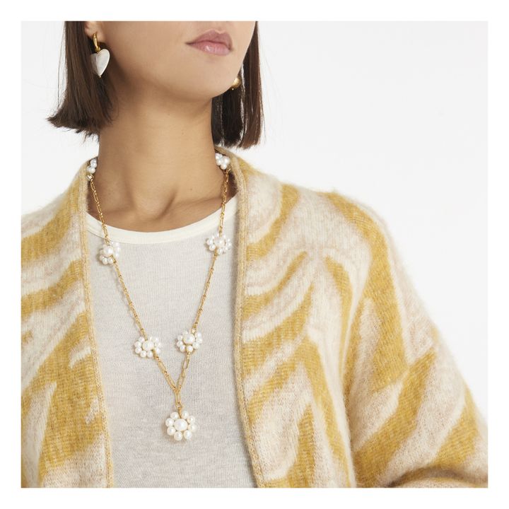 Collier Chaîne Fleurs Perlées | Blanc- Image produit n°1