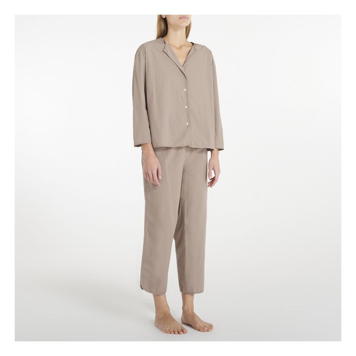 Pyjama Popeline de Coton Bio | Marron- Image produit n°1