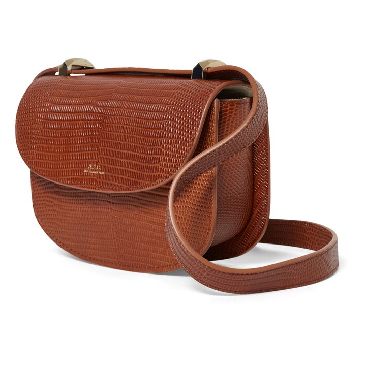 Genève Mini Half Moon Lizard Print Leather Bag | Avellana- Imagen del producto n°1