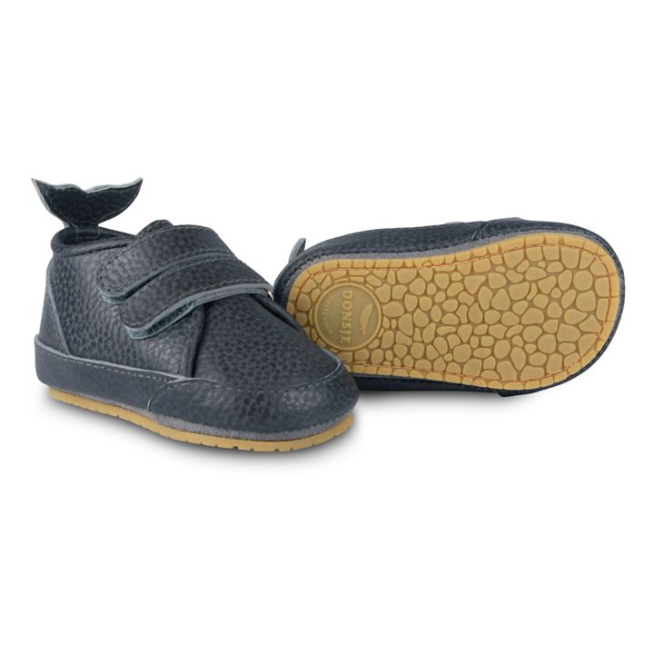 Levin Leather Velcro Sneakers | Blu marino- Immagine del prodotto n°4