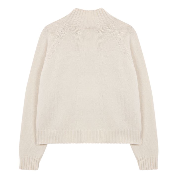 Merino Wool and Cashmere Asymmetrical Neckline Jumper | Naturale- Immagine del prodotto n°4