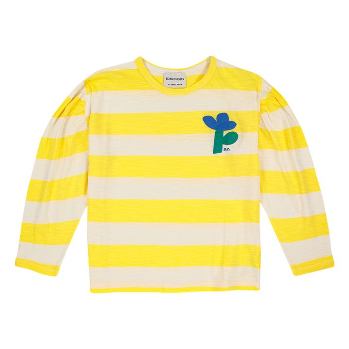 Striped Flamed Organic Cotton T-shirt | Gelb- Produktbild Nr. 0