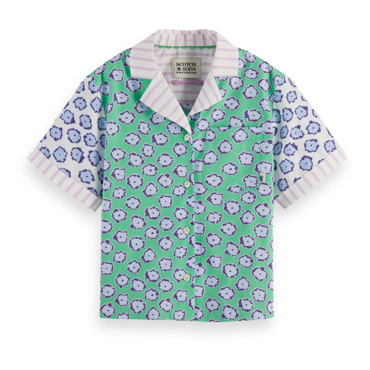 Patchwork Short-Sleeve Shirt | Wassergrün- Produktbild Nr. 0