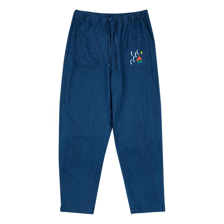 Pantaloni in Cotone e Lino | Blu marino- Immagine del prodotto n°0