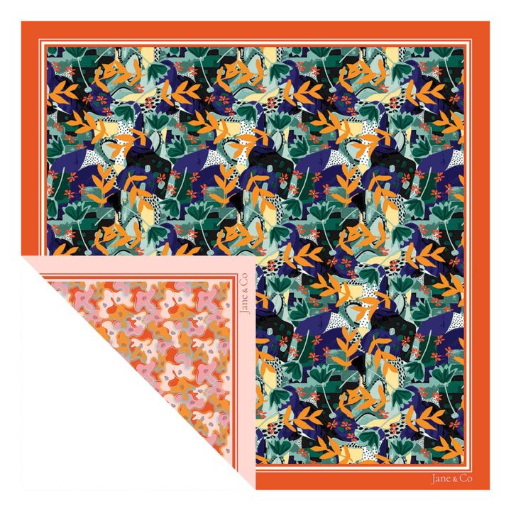 Fular reversible Clémentine/Marie 90x90cm | Naranja- Imagen del producto n°0