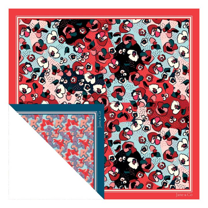 Foulard reversibile Ninon/Anna 90x90cm | Rosso scuro- Immagine del prodotto n°0