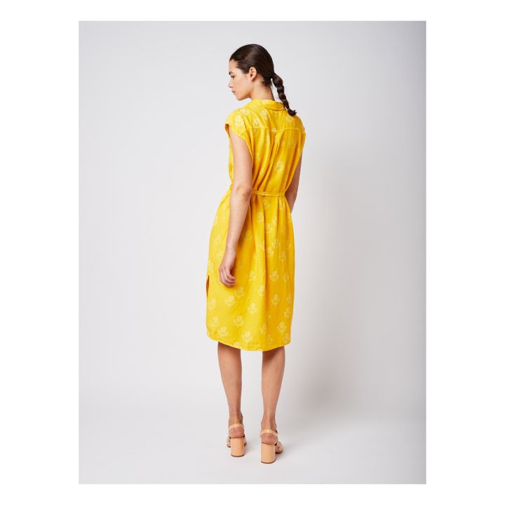 Lyocell & Linen Flower Print Dress | Giallo- Immagine del prodotto n°3