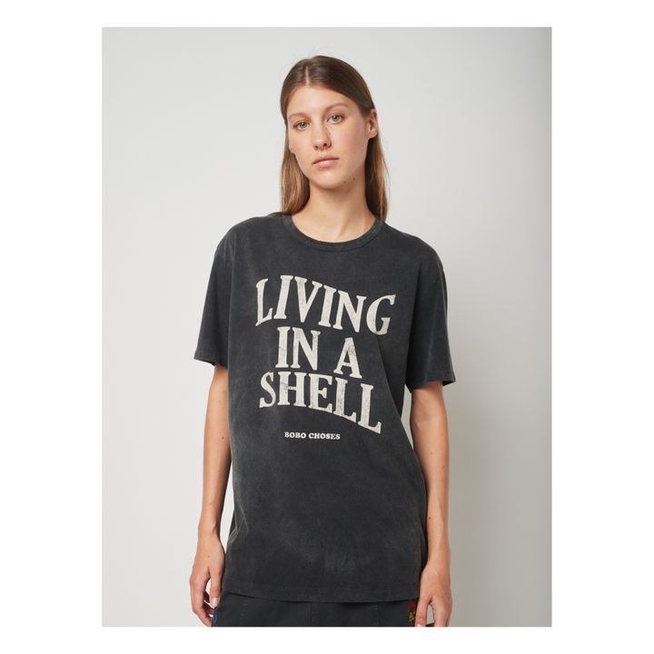Living In A Shell Organic Cotton Oversize T-Shirt | Negro- Imagen del producto n°3