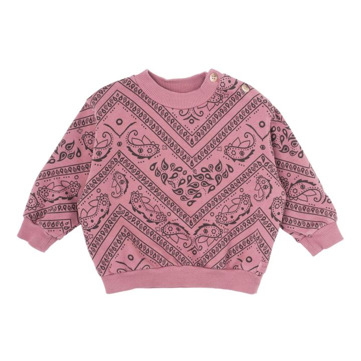 Baby Bandana Print Organic Cotton Sweater | Rosa- Immagine del prodotto n°0