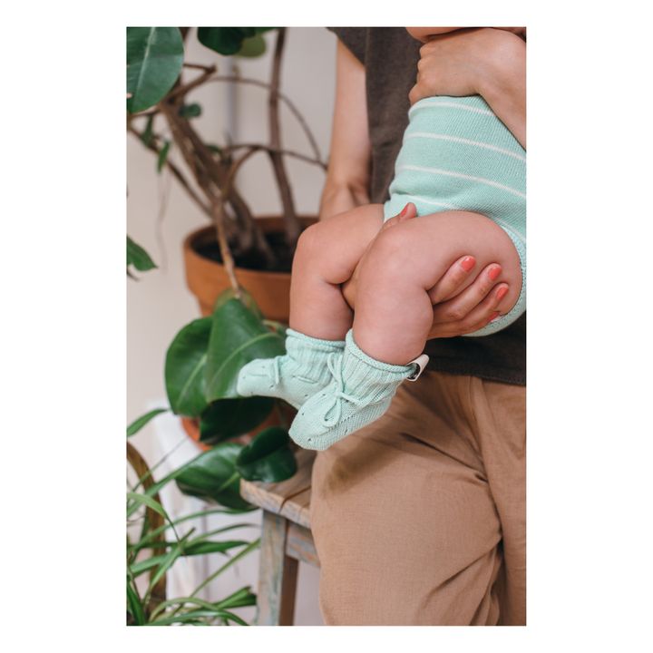 Moon Organic Cotton Knit Booties | Verde chiaro- Immagine del prodotto n°1