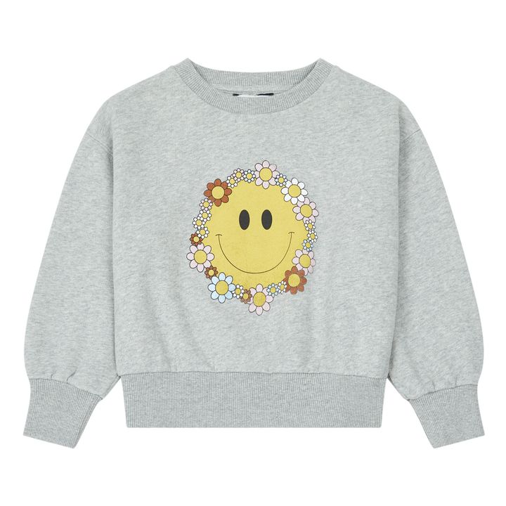 Sweatshirt FlowerSmile Coton Bio | Gris chiné- Image produit n°0