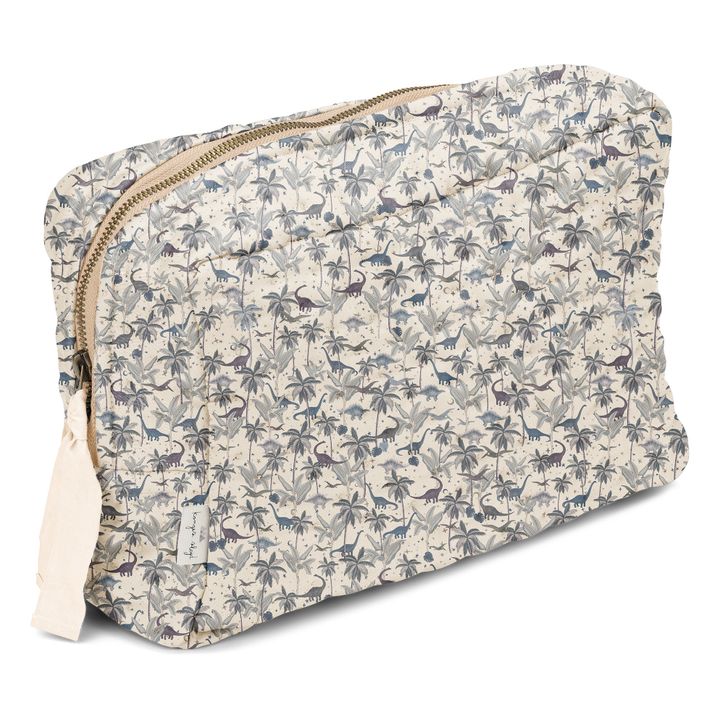 Neceser acolchado de algodón ecológico con estampado floral | Azul- Imagen del producto n°1
