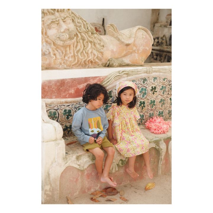 Vestido de algodón orgánico de flores Siloe | Amarillo- Imagen del producto n°2