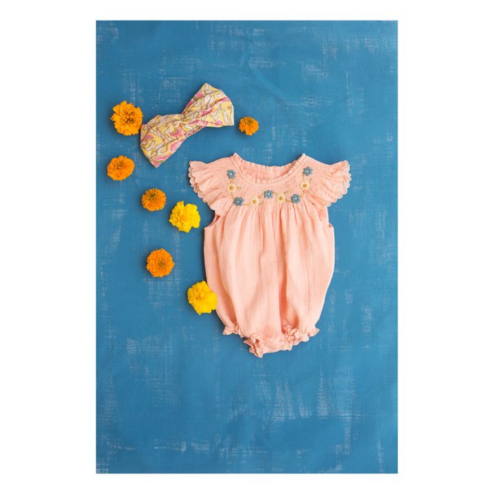 Josephine Hand Embroidered Romper | Korallenfarben- Produktbild Nr. 6