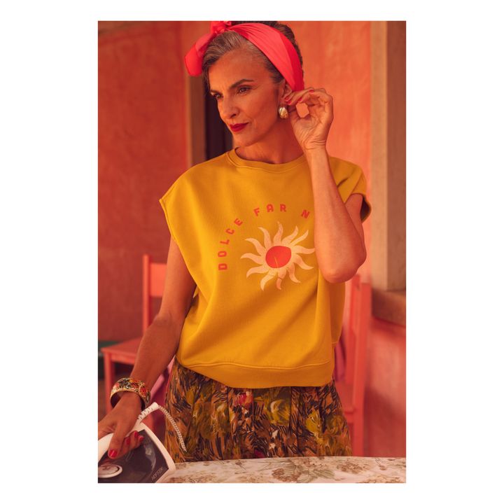 Charlotte Sleeveless Organic Cotton Sweater | Giallo senape- Immagine del prodotto n°1