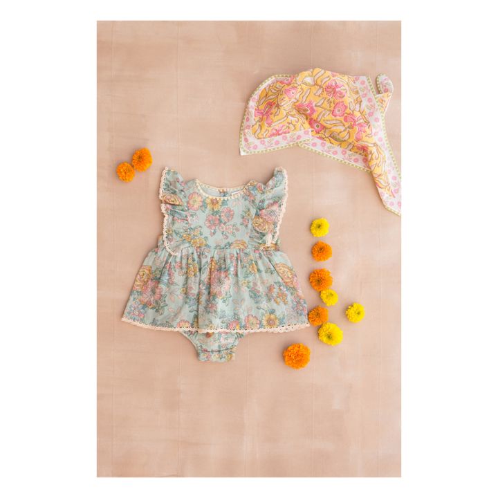 Lena Flower Bodysuit Dress | Green water- Product image n°1