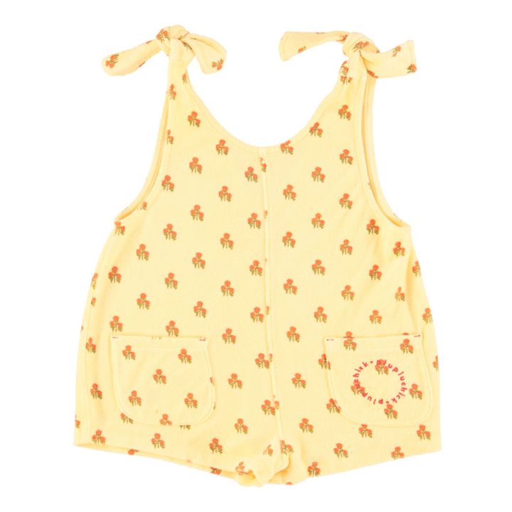 Playsuit Bio-Frottee Blumenmuster | Blasses Gelb- Produktbild Nr. 0