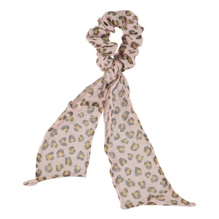 Leopard Print Cotton Gauze Scrunchie | Rosa Palo- Imagen del producto n°0