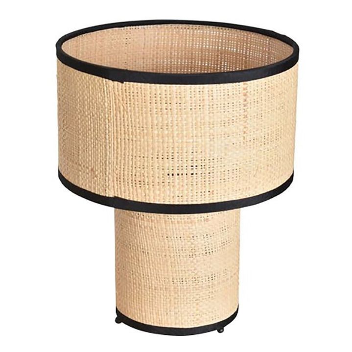 Lampe à poser Saturne en raphia | Noir- Image produit n°0