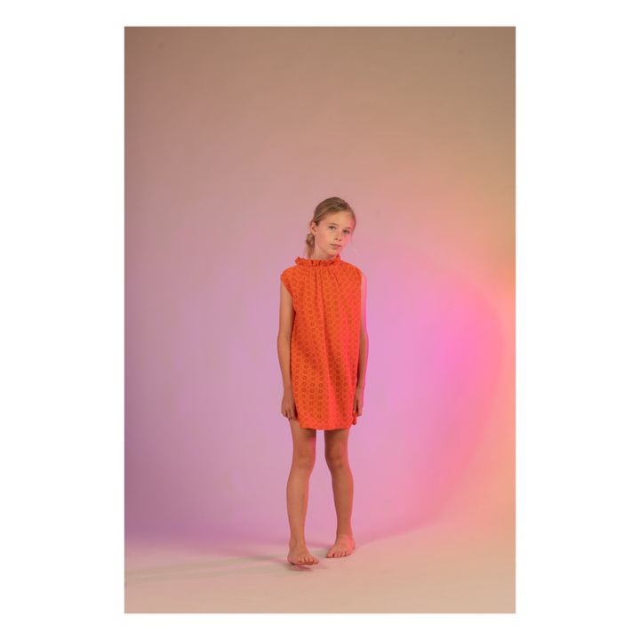 Vestido bordado de algodón orgánico | Naranja- Imagen del producto n°1